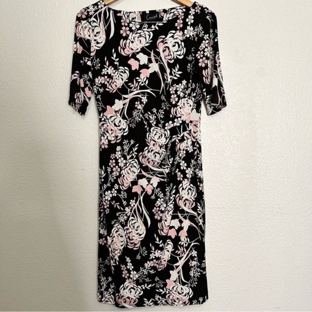 Connected apparel Mock Wrap Floral Dress